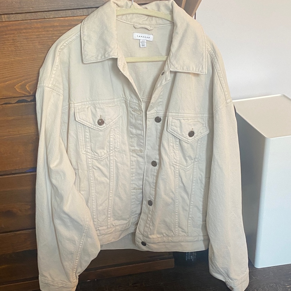 Topshop Oversized Off-White / Cream Denim Jacket, XS, 0-2, new without tags